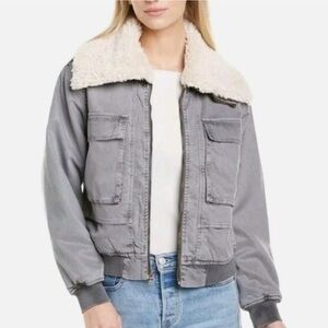 YOUNG FABULOUS & BROKE Sherpa Bomber Jacket Lightweight Lined removable faux fur